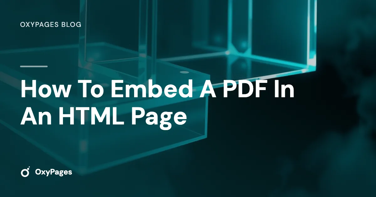 How To Embed A PDF In An HTML Page