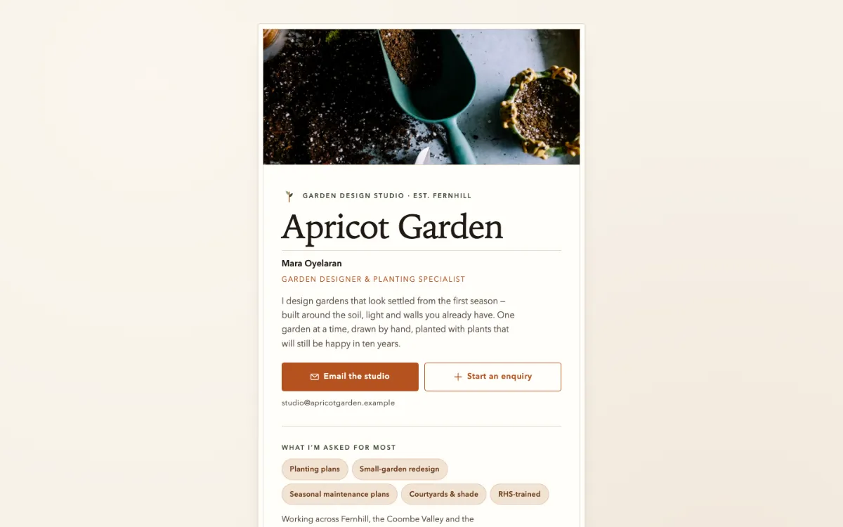 Apricot Garden Digital Business Card