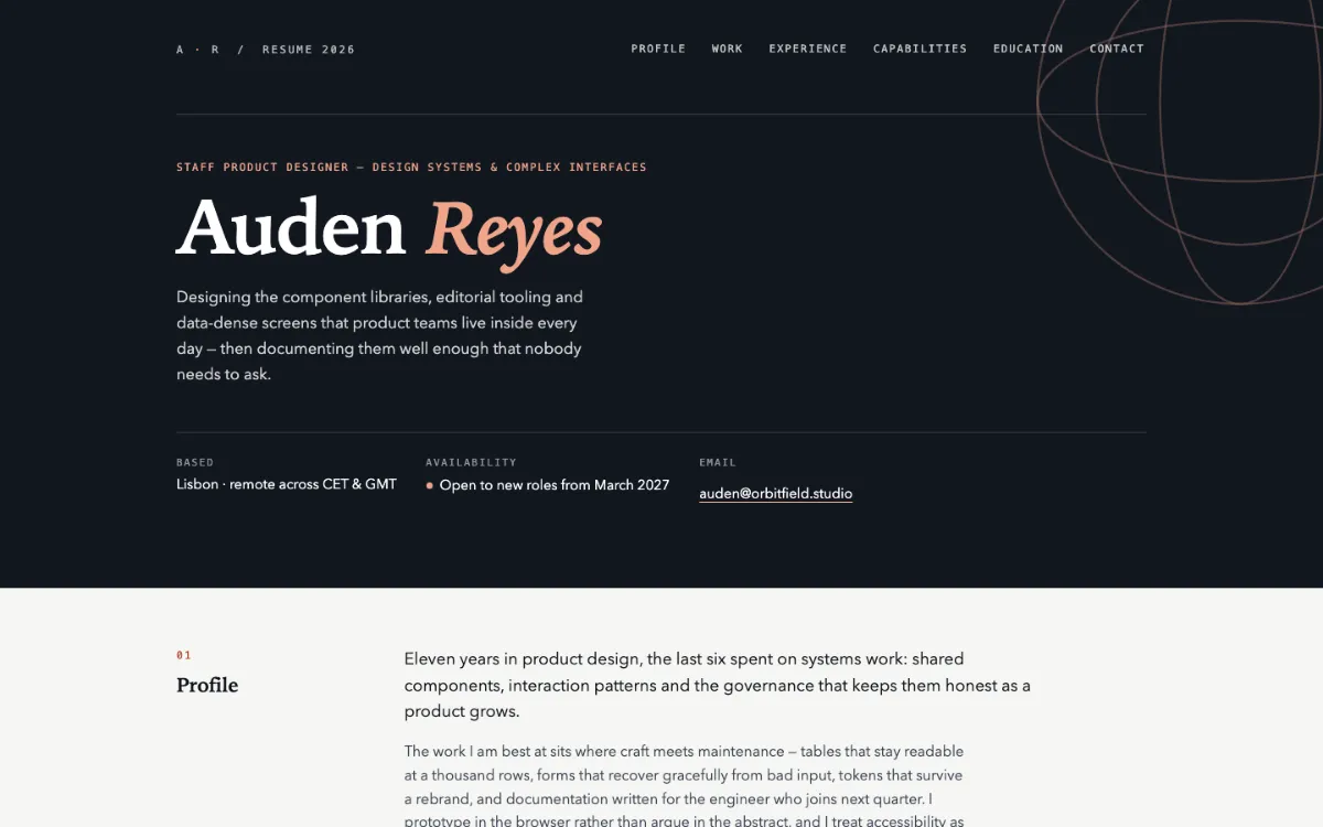Auden Orbit Resume