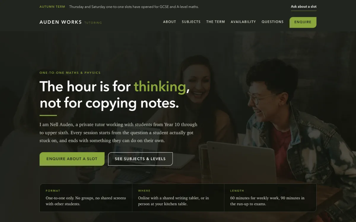 Auden Works Private Tutor