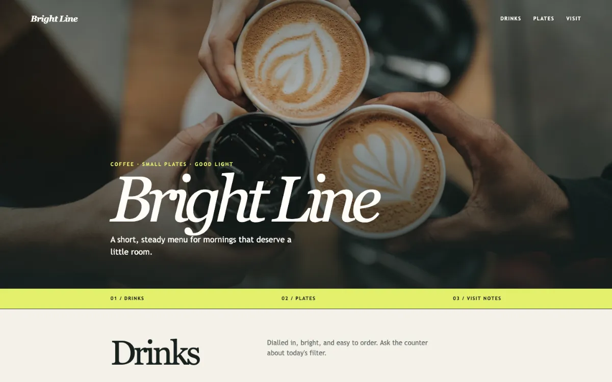 Bright Line Menu With Qr