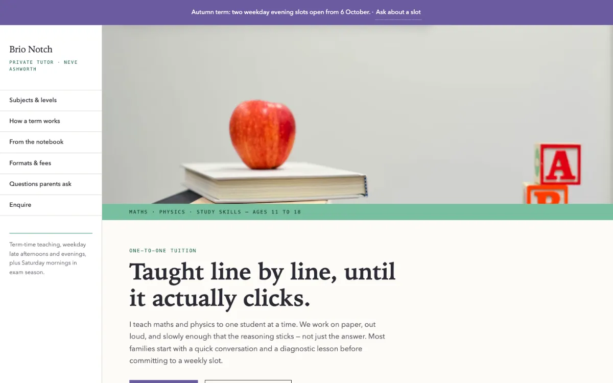 Brio Notch Private Tutor