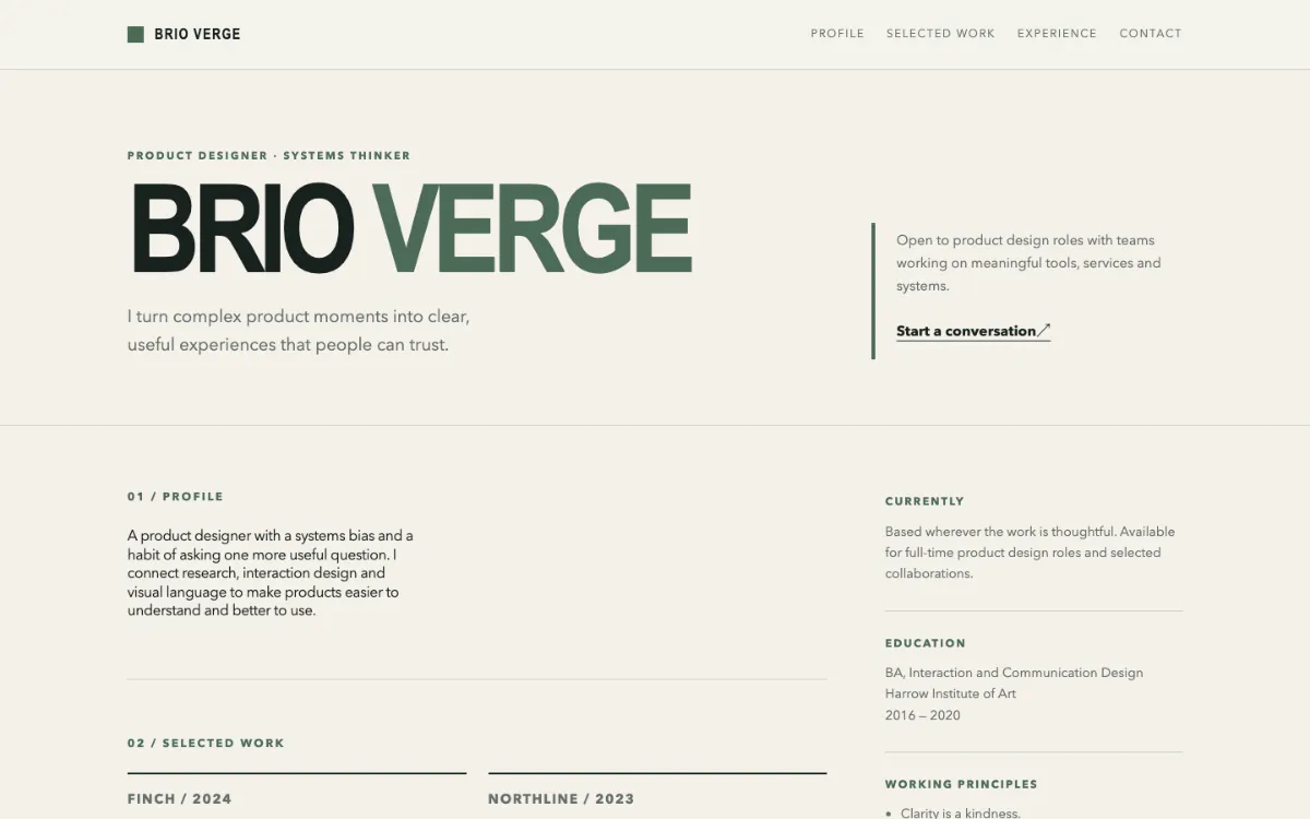 Brio Verge Resume