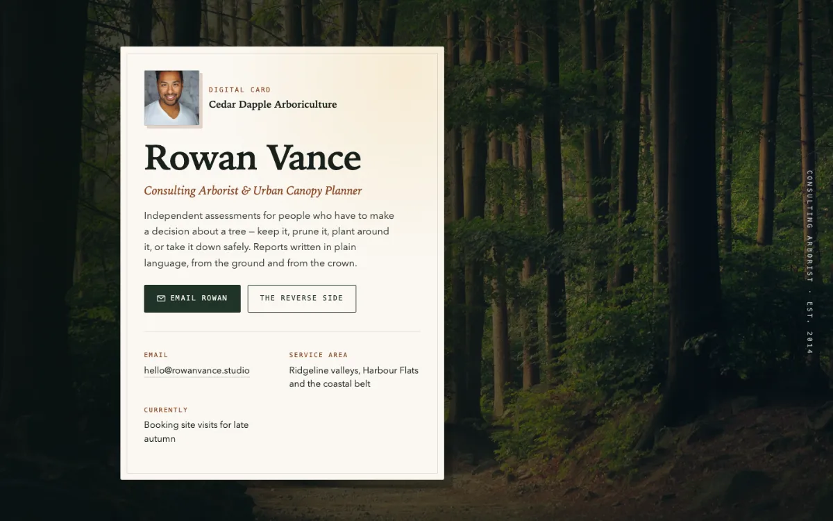 Cedar Dapple Digital Business Card