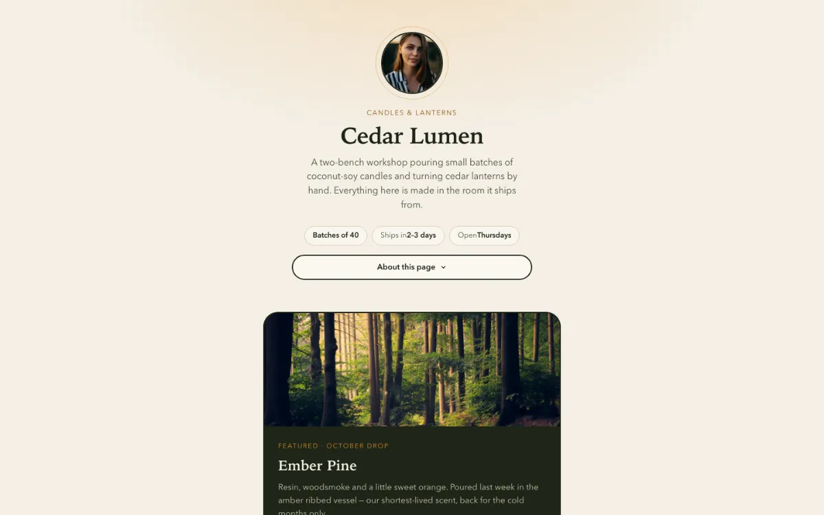 Cedar Lumen Link In Bio