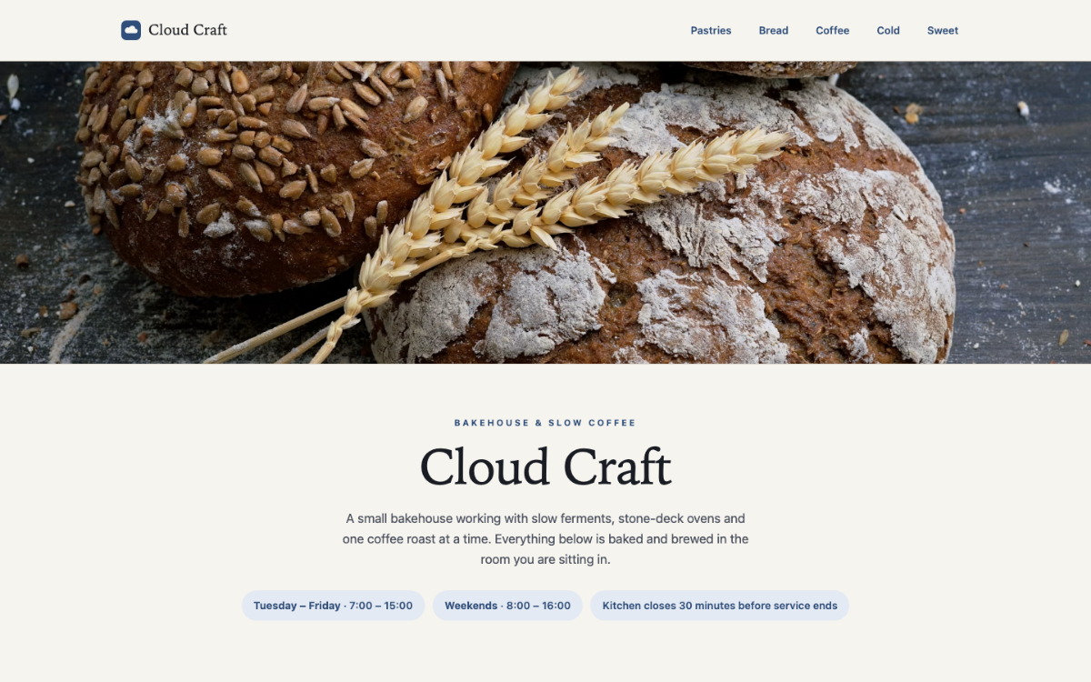 Cloud Craft Menu With Qr