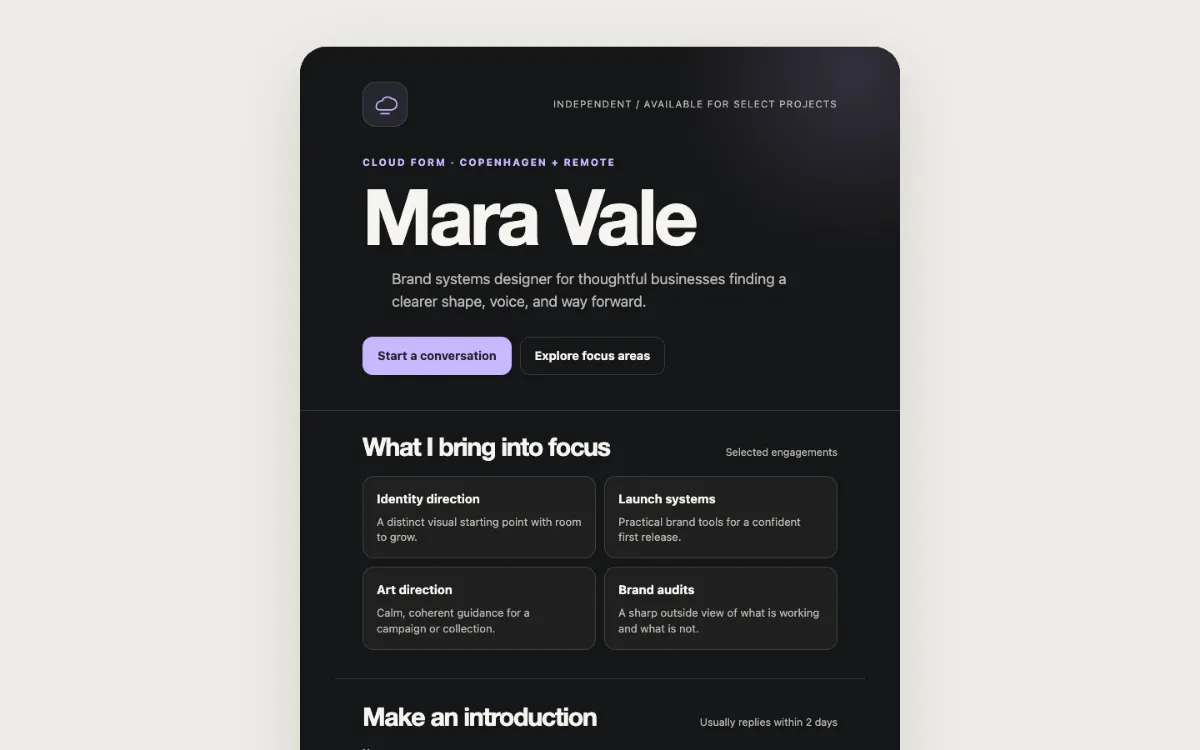 Cloud Form Digital Business Card