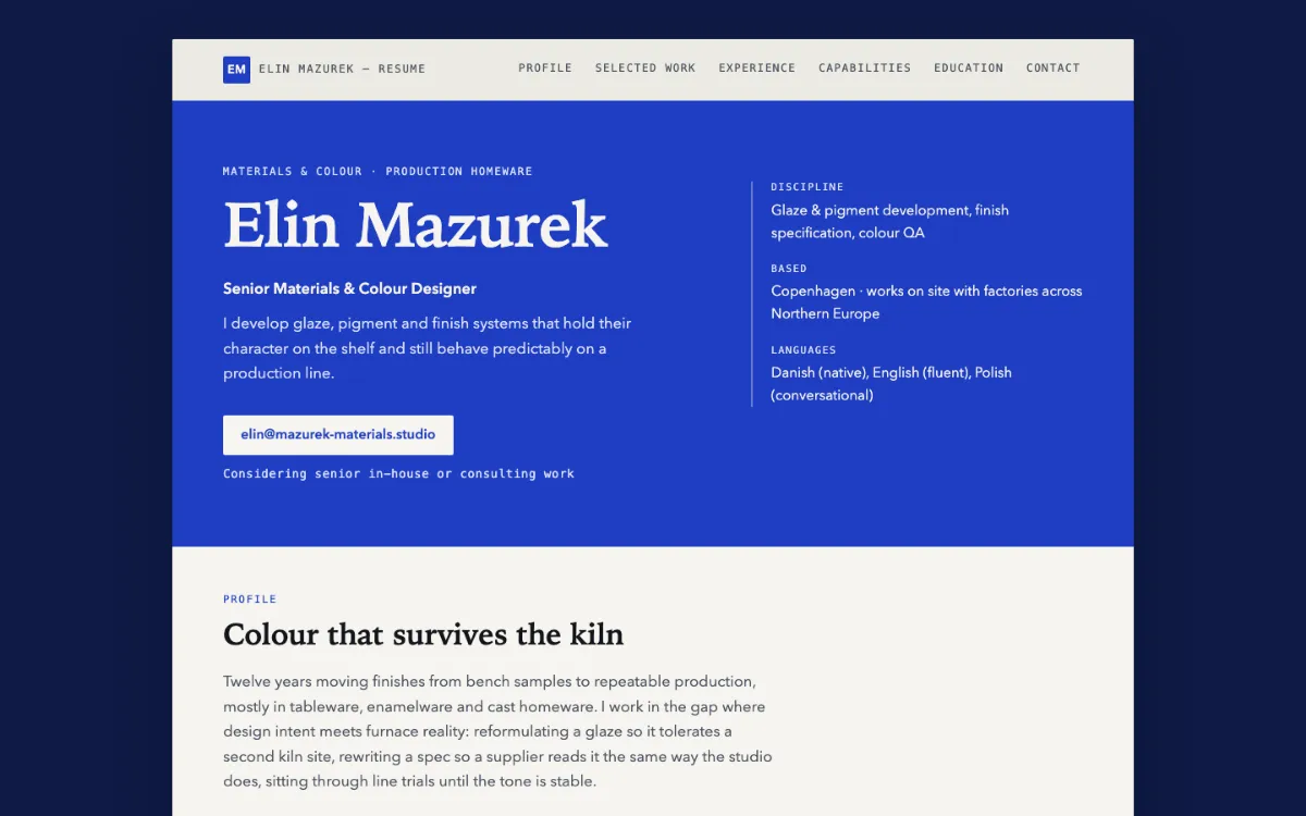 Cobalt Craft Resume