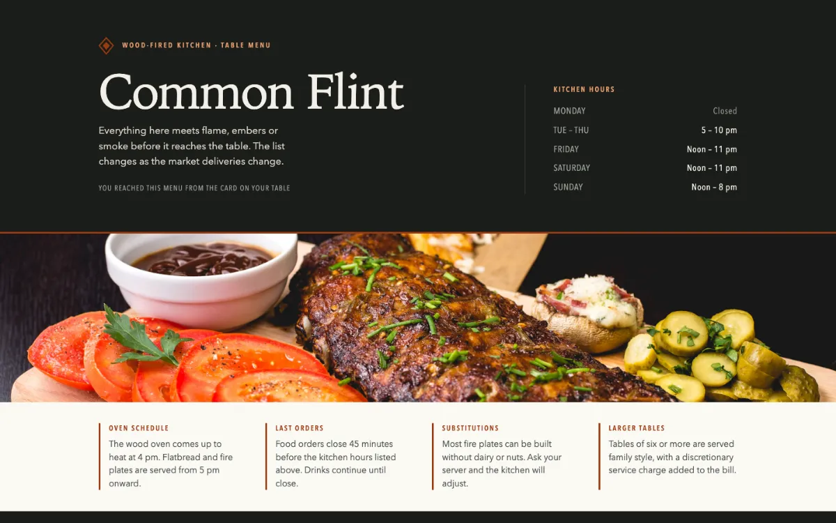 Common Flint Menu With Qr
