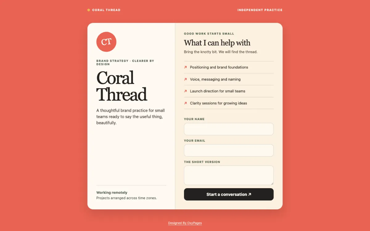 Coral Thread Digital Business Card