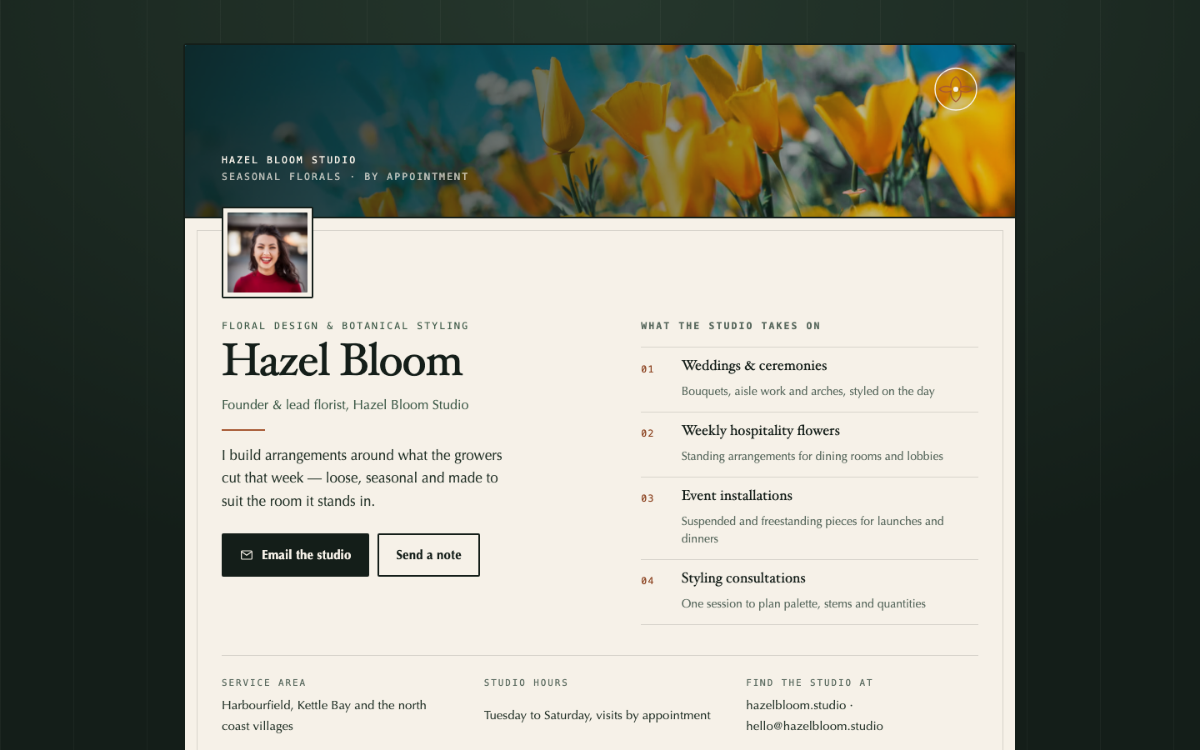 Hazel Bloom Digital Business Card