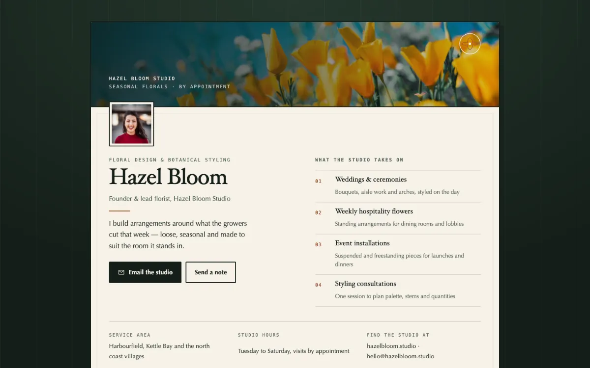 Hazel Bloom Digital Business Card