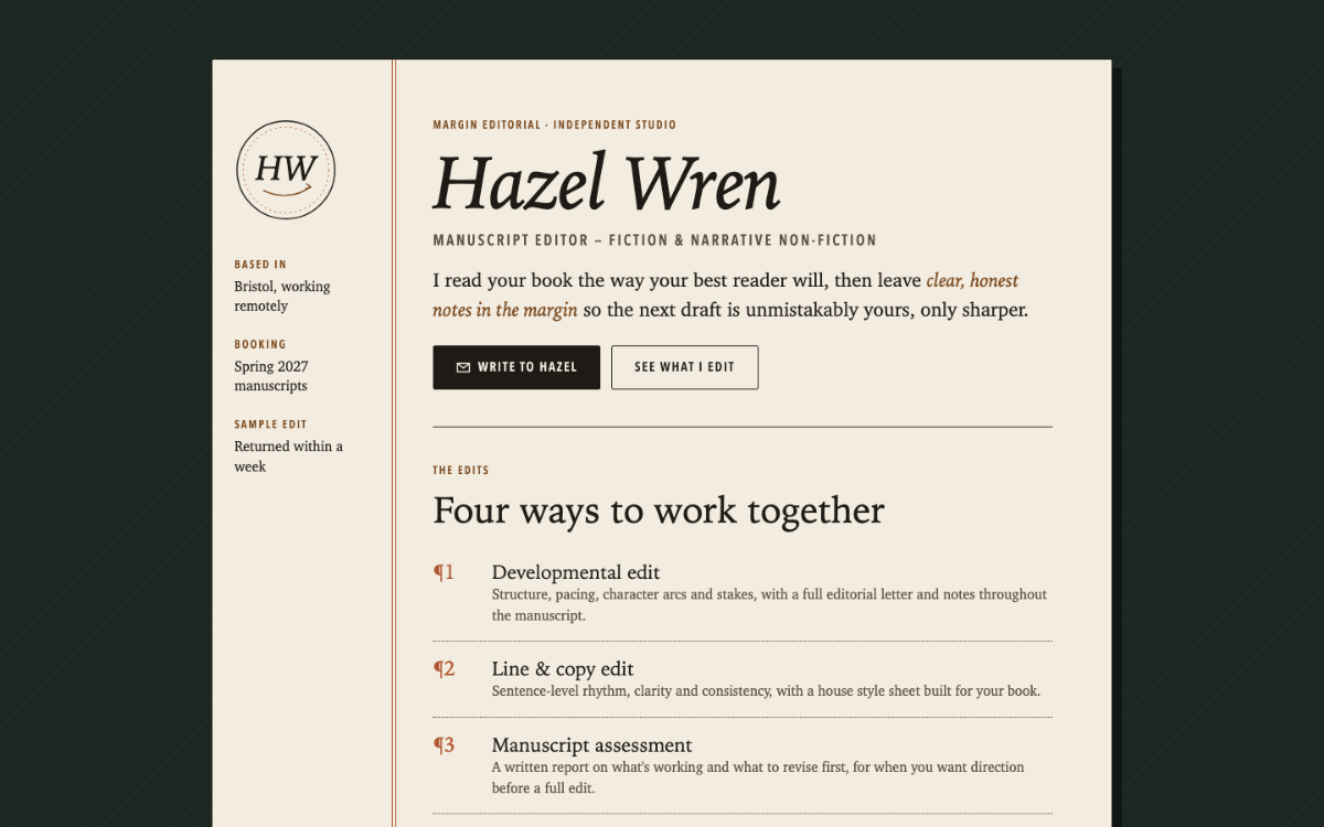 Hazel Margin Digital Business Card