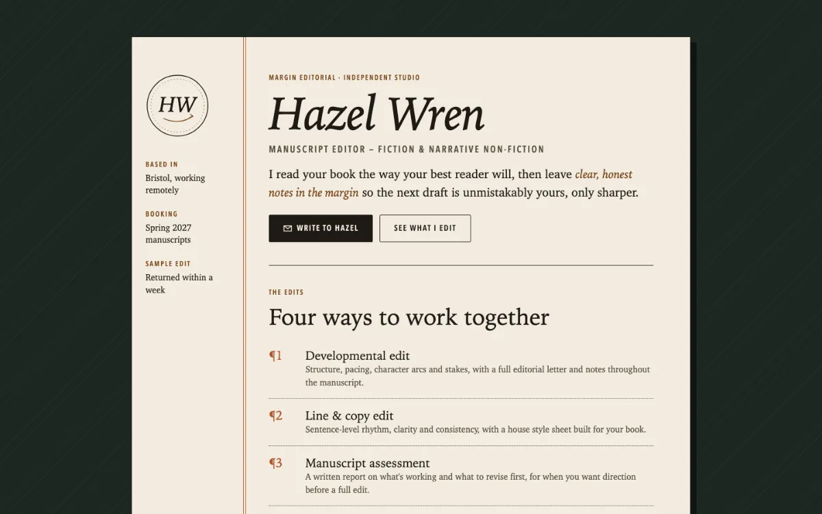 Hazel Margin Digital Business Card