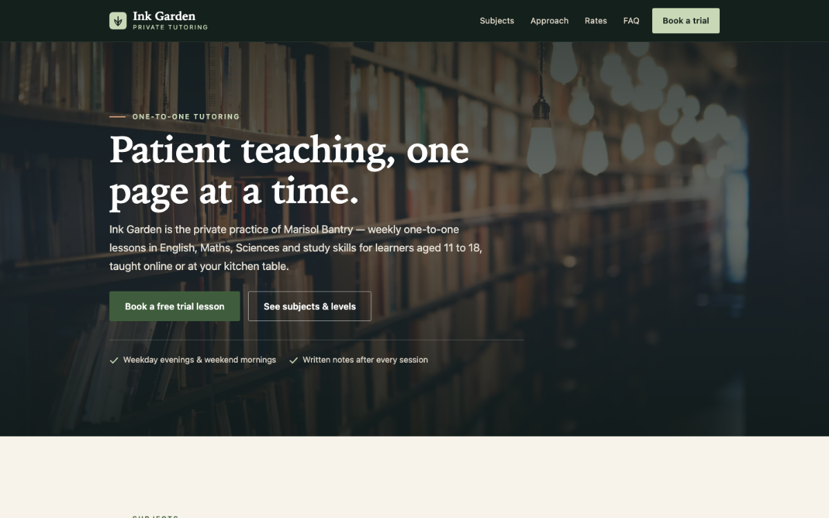 Ink Garden Private Tutor
