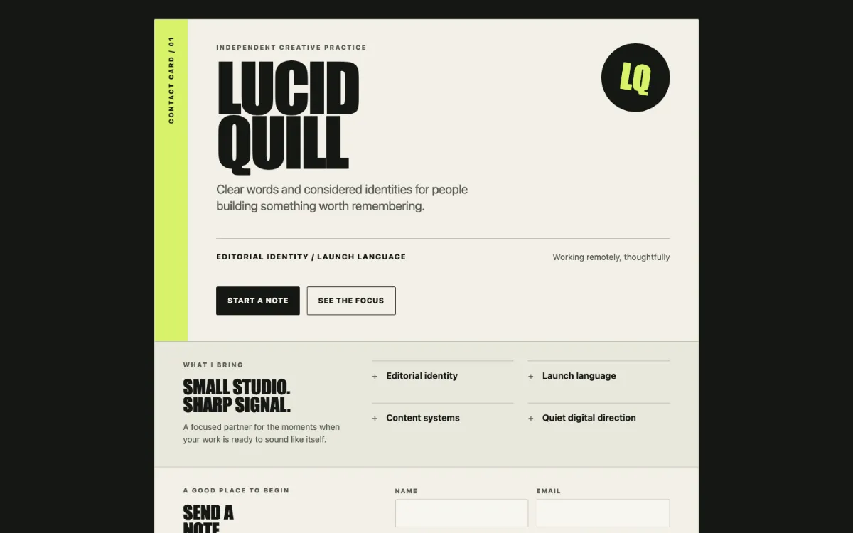 Lucid Quill Digital Business Card
