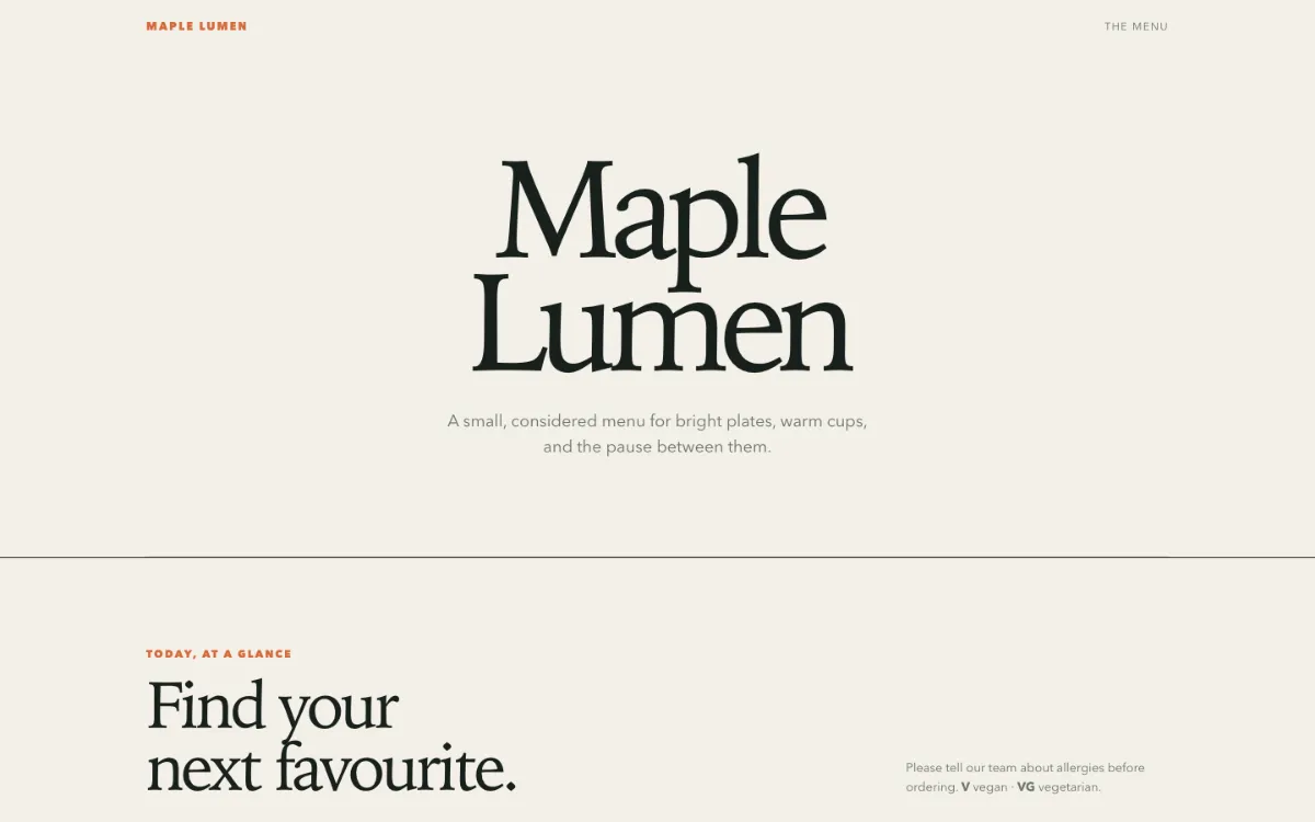Maple Lumen Menu With Qr