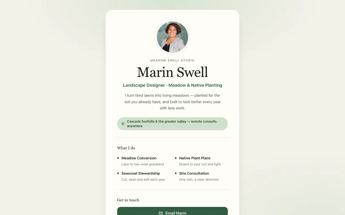 Meadow Swell Digital Business Card