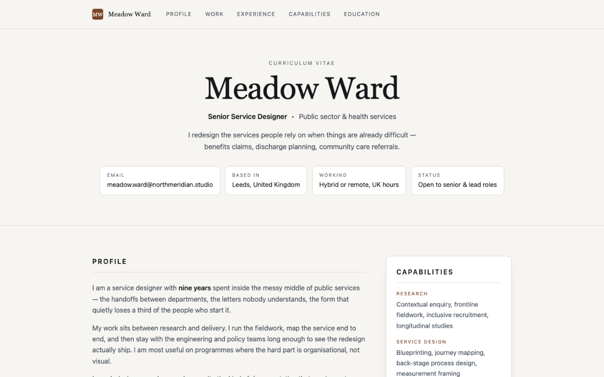 Meadow Ward Resume