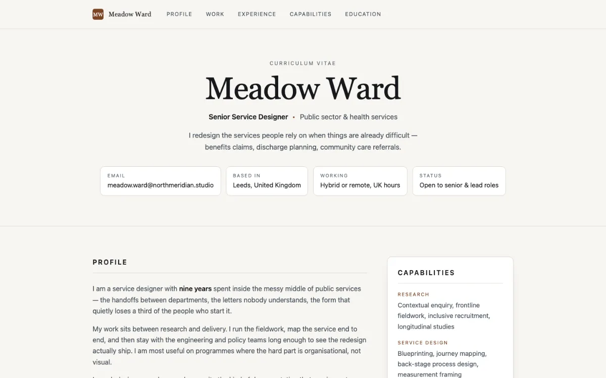 Meadow Ward Resume