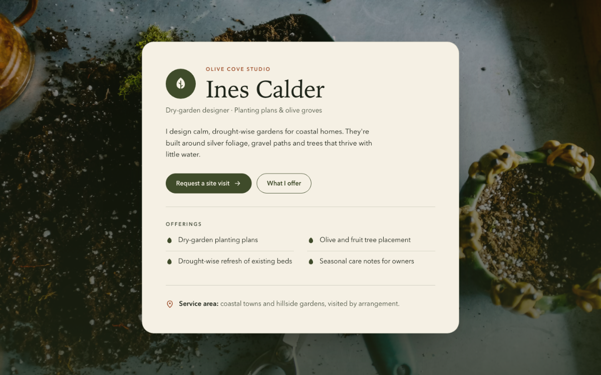 Olive Cove Digital Business Card