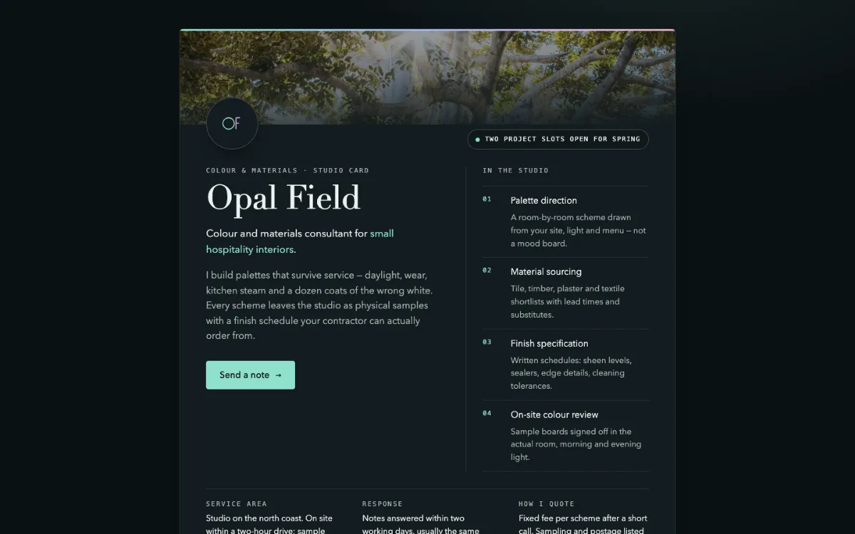 Opal Field Digital Business Card