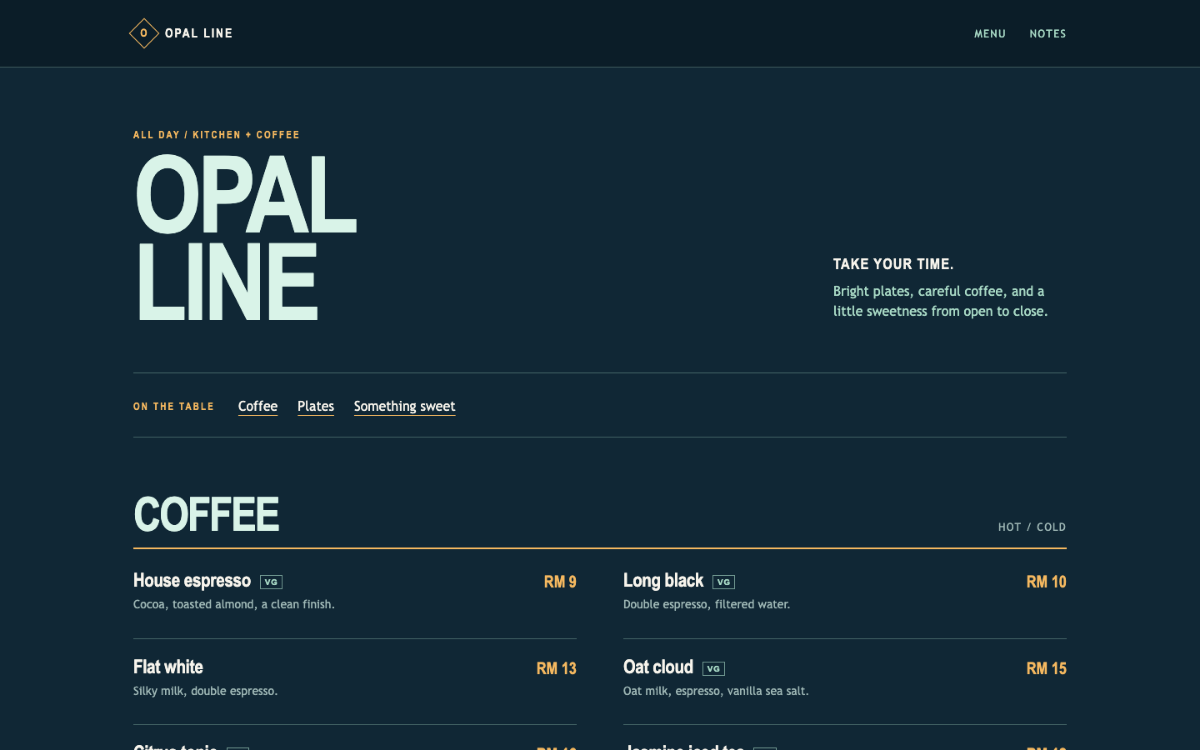 Opal Line Menu With Qr