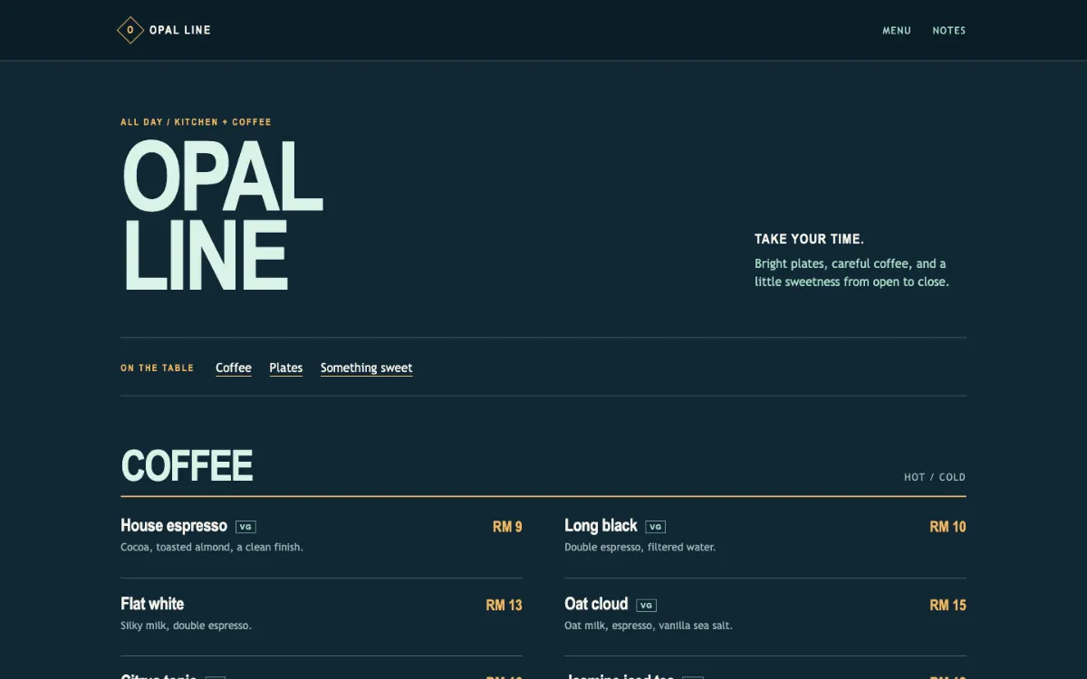 Opal Line Menu With Qr
