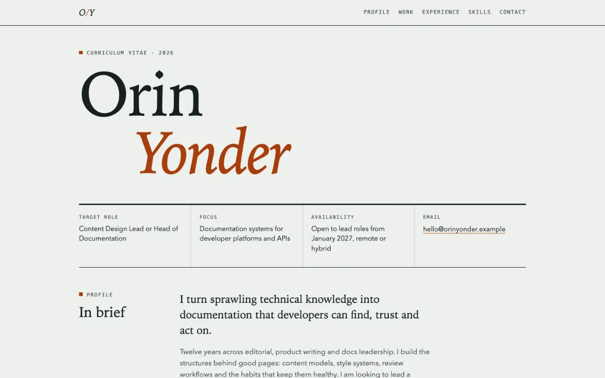 Orin Yonder Resume