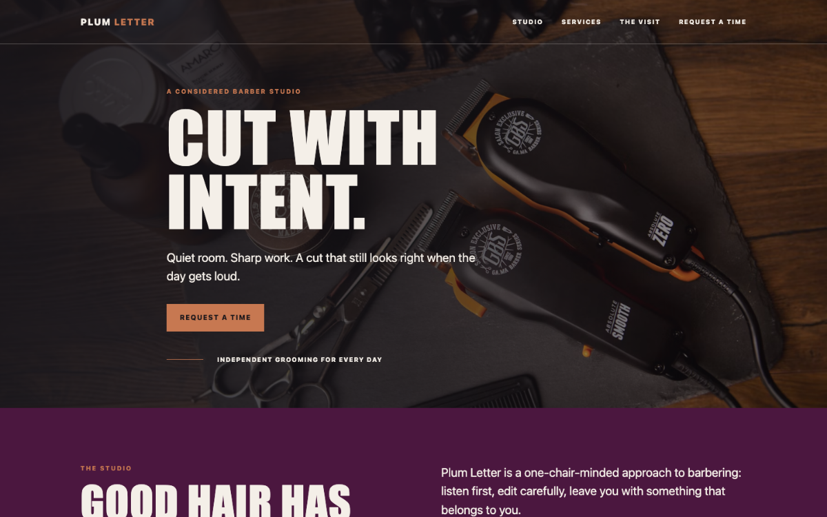 Plum Letter Barber