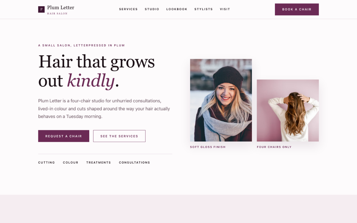 Plum Letter Hair Salon