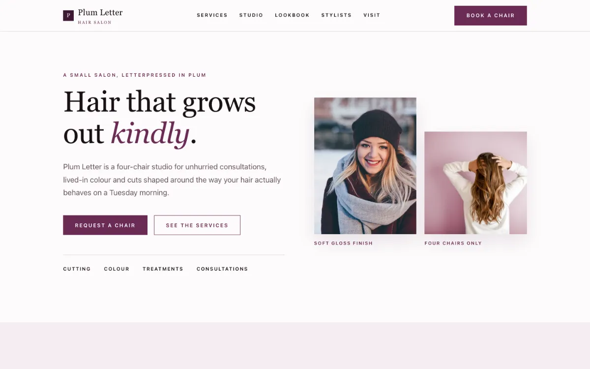 Plum Letter Hair Salon