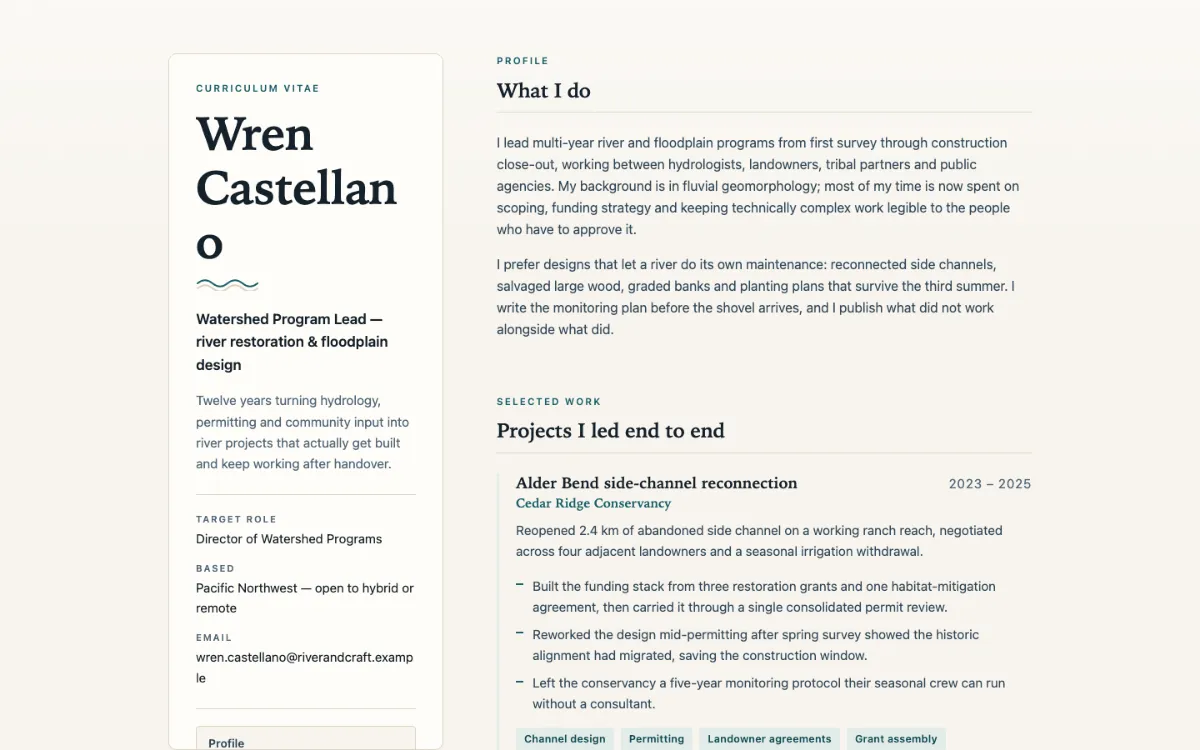 River Craft Resume