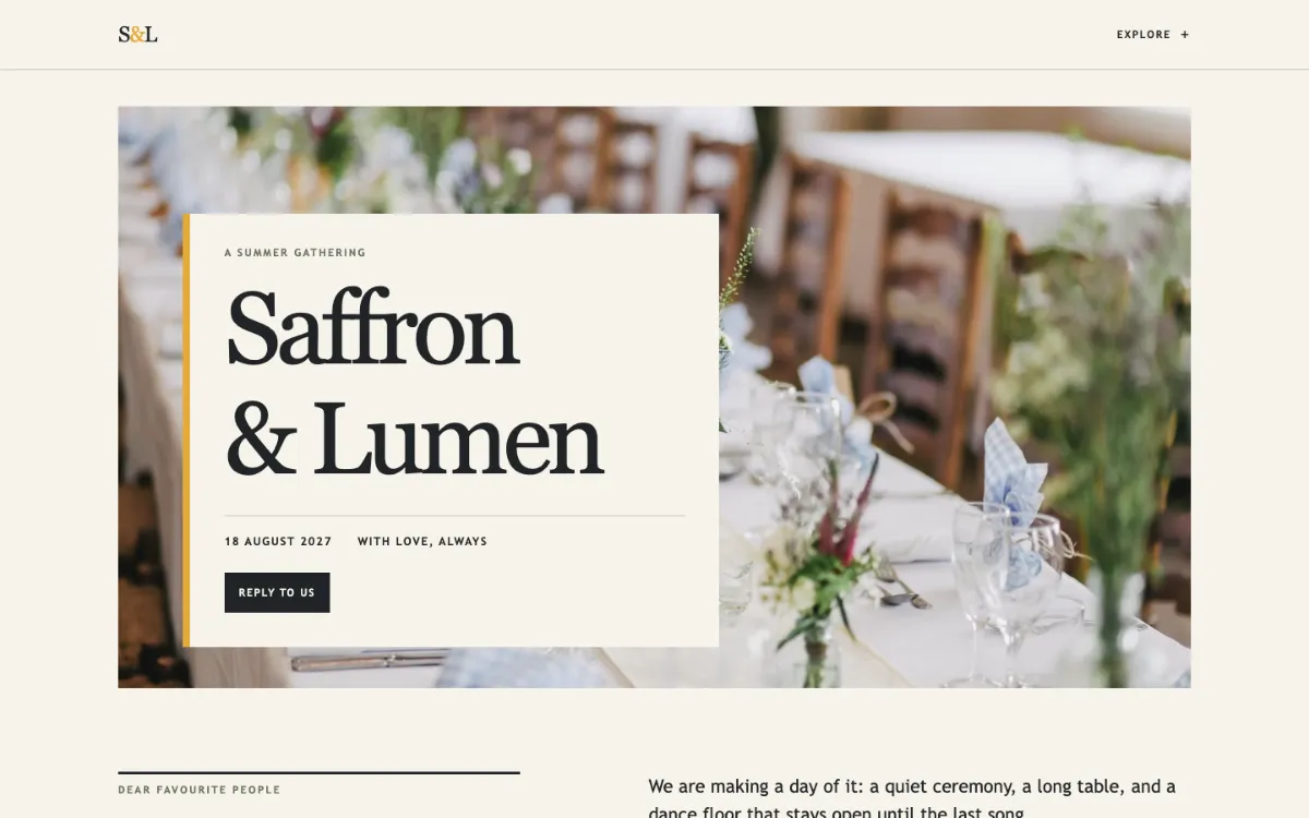 Saffron Lumen Wedding