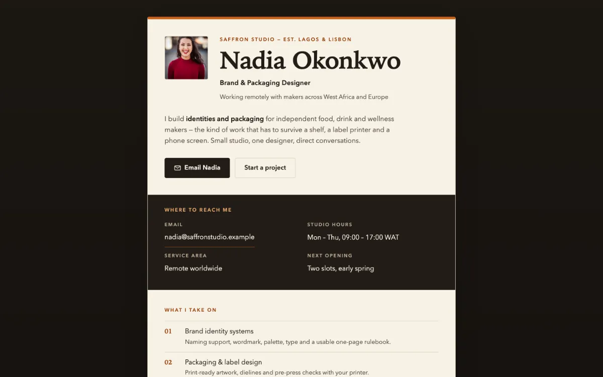 Saffron Studio Digital Business Card