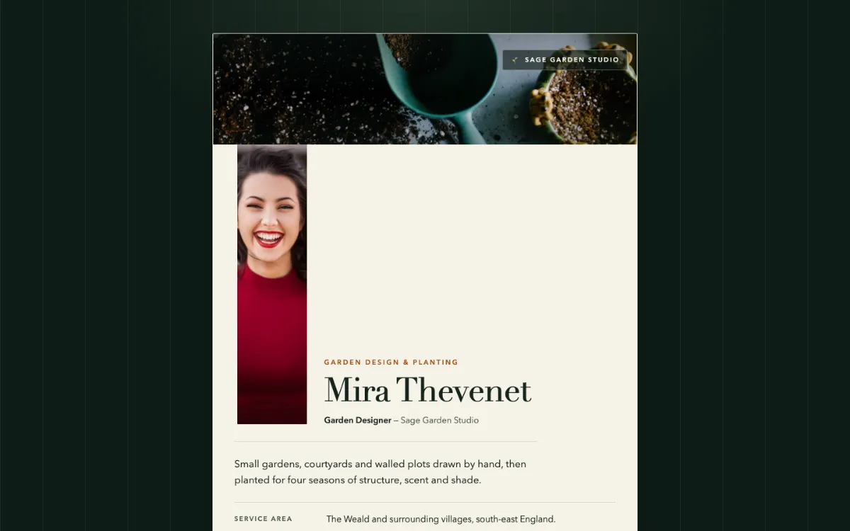Sage Garden Digital Business Card