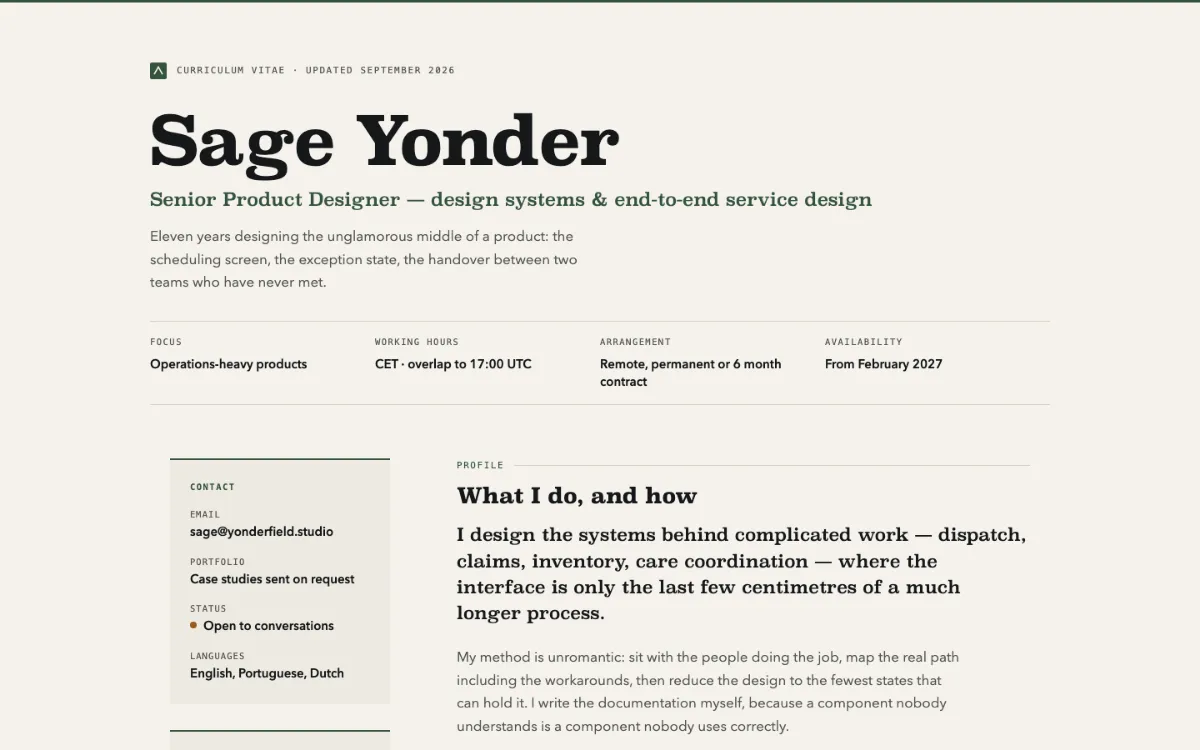 Sage Yonder Resume