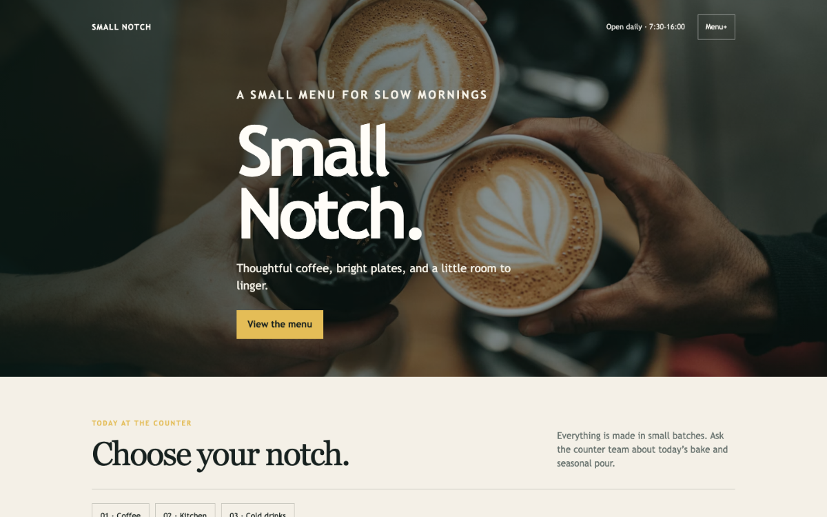 Small Notch Menu With Qr
