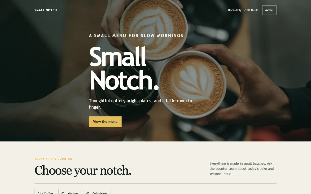 Small Notch Menu With Qr