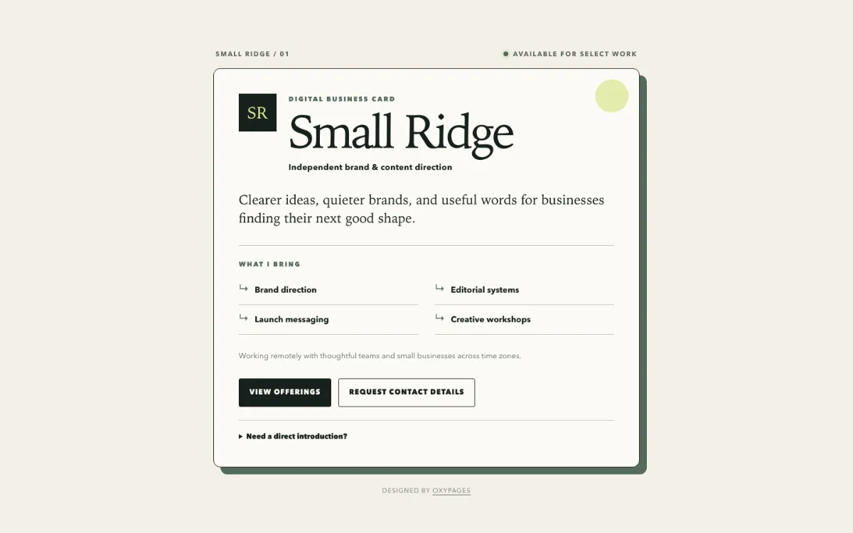 Small Ridge Digital Business Card