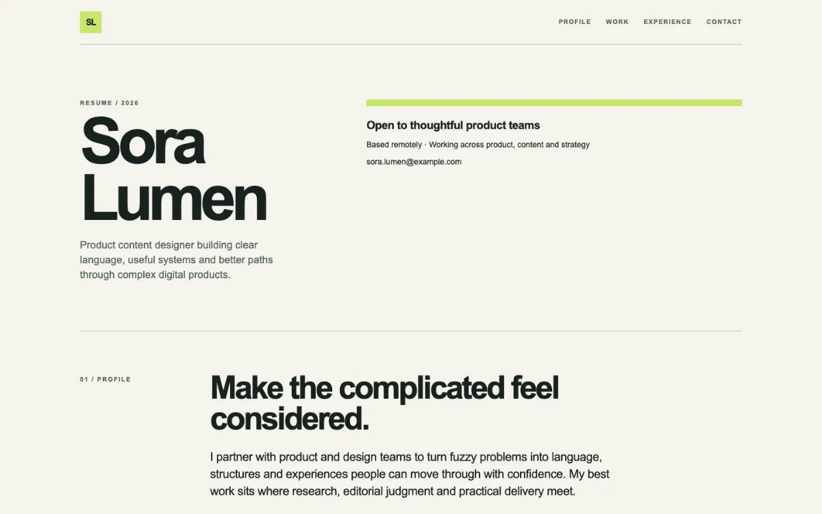 Sora Lumen Resume