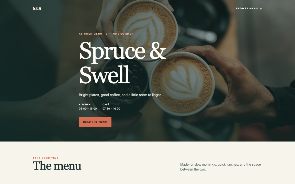 Spruce Swell Menu With Qr