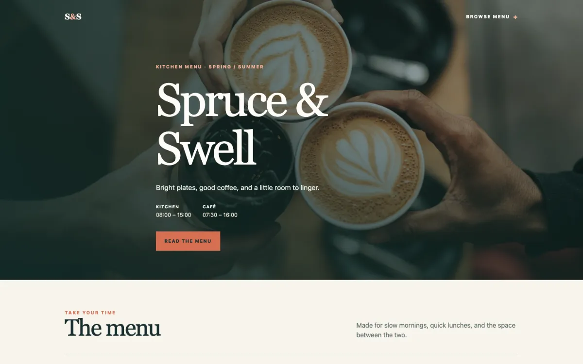 Spruce Swell Menu With Qr