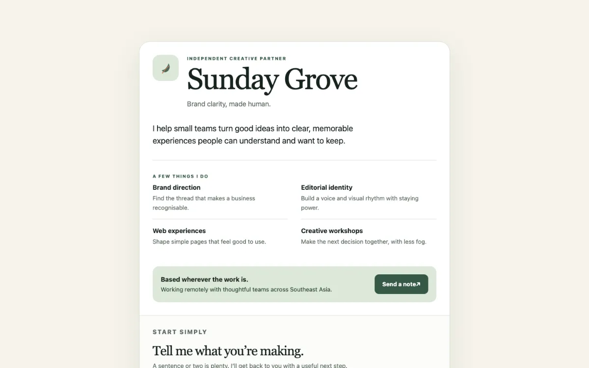 Sunday Grove Digital Business Card