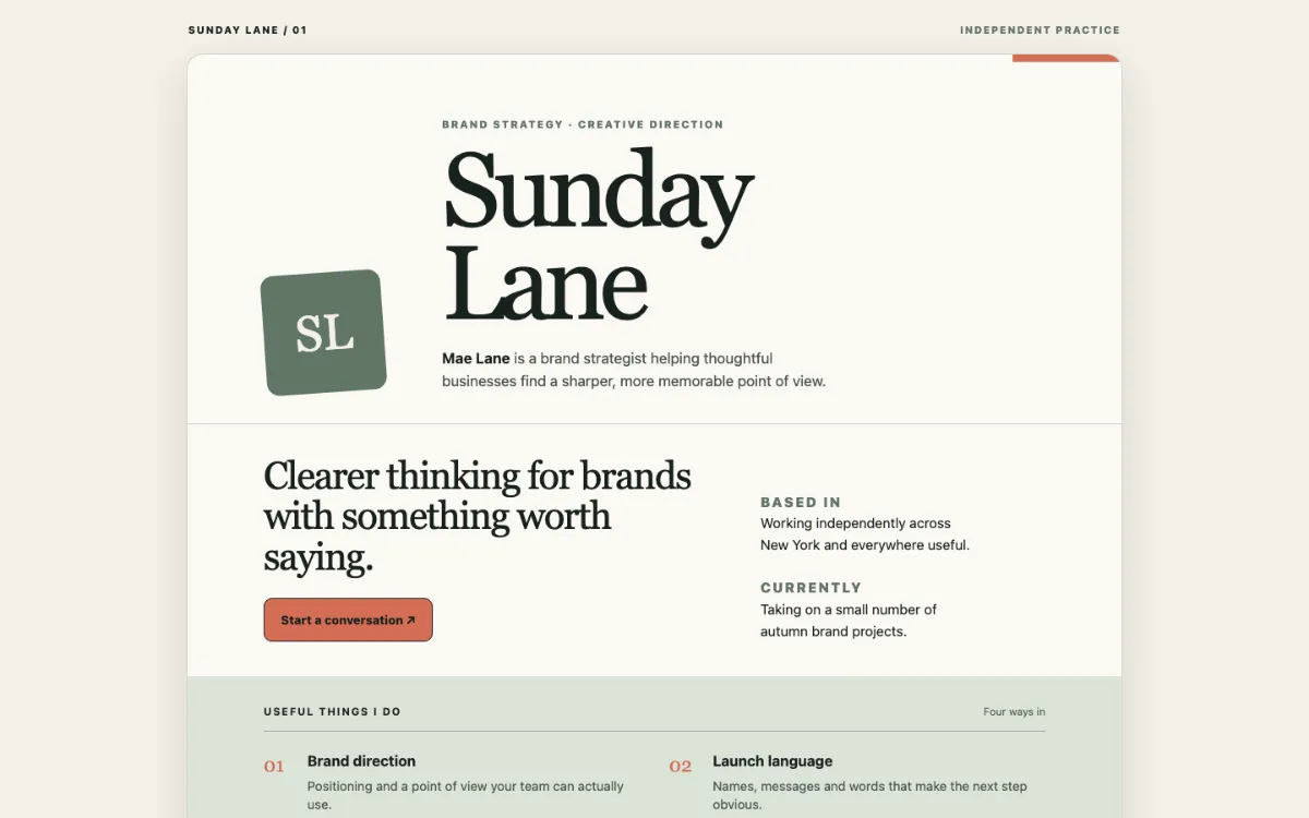 Sunday Lane Digital Business Card