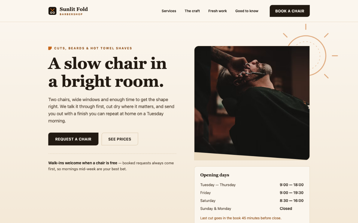 Sunlit Fold Barber
