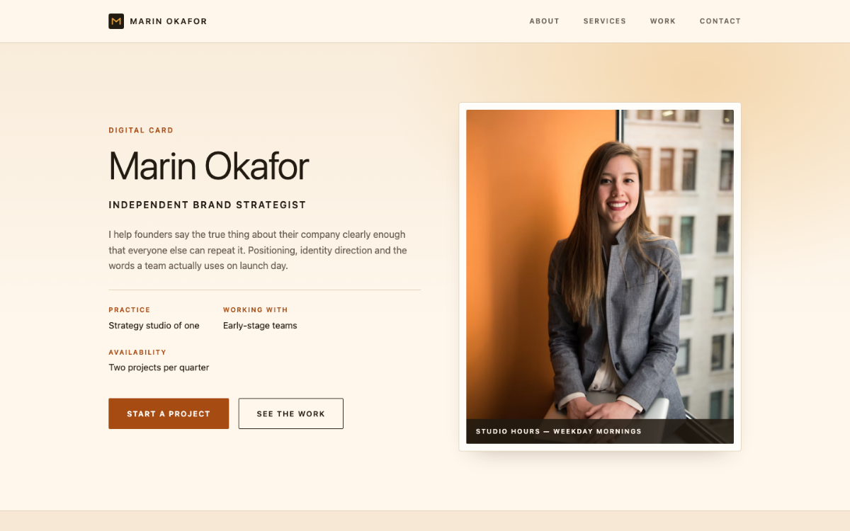 Sunlit Fold Digital Business Card