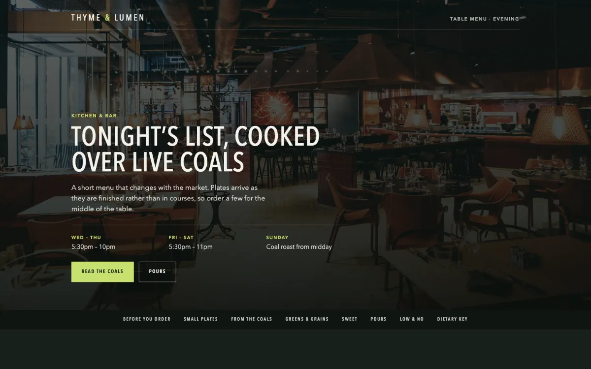 Thyme Lumen Menu With Qr
