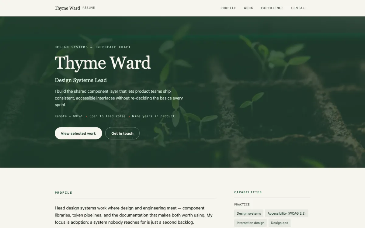Thyme Ward Resume