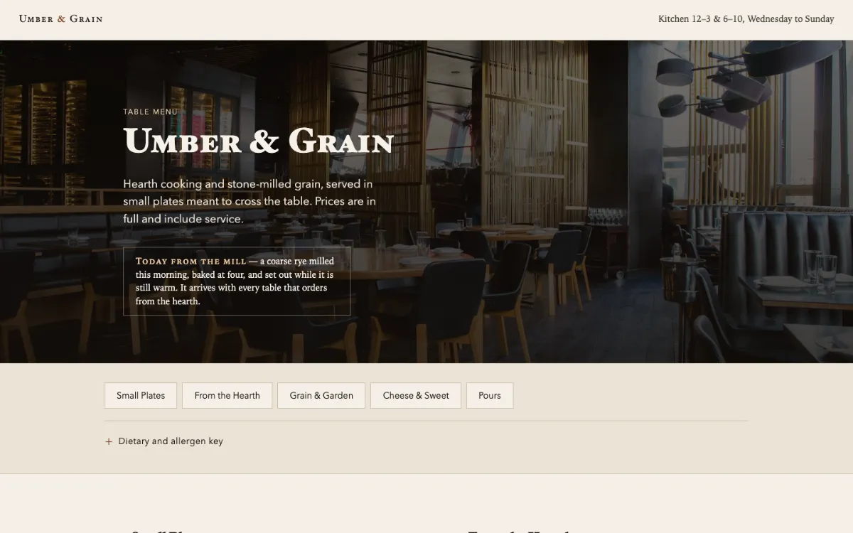 Umber Grain Menu With Qr